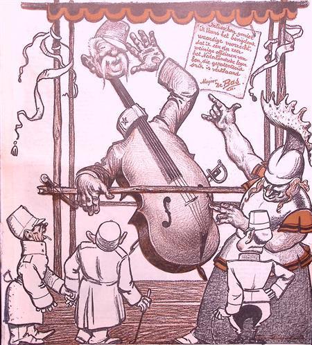 Soldaten en Majoor de Bas op spotprent (lijst optie), Antiek en Kunst, Kunst | Litho's en Zeefdrukken, Verzenden