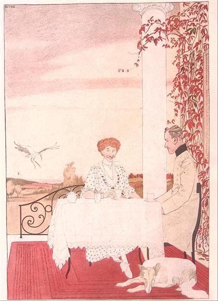 Aan de thee (lijst optie, Lithos), Antiek en Kunst, Kunst | Litho's en Zeefdrukken, Verzenden
