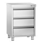 GGM Gastro | Ladekabinet PREMIUM met 3 laden - 500x600mm |, Verzenden, Nieuw in verpakking, RVS Meubilair