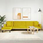 vidaXL Slaapbank L-vormig 271x140x70 cm fluweel geel, Verzenden, Nieuw, Stof, Minder dan 150 cm