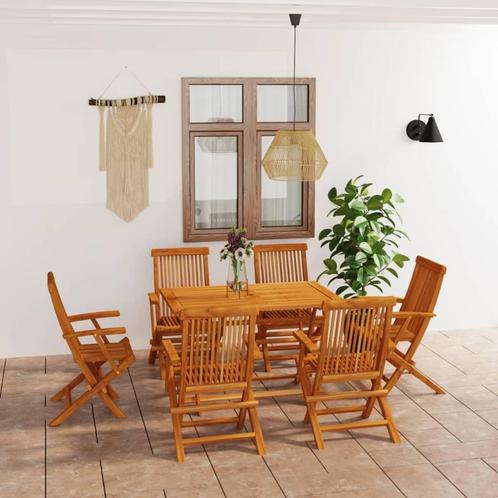 vidaXL 7-delige Tuinset massief teakhout, Tuin en Terras, Tuinsets en Loungesets, Tuinset, Nieuw, 6 zitplaatsen, Hout, Verzenden