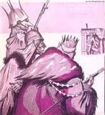 Spotprent met drie koningen van oorlog en honger (Lithos), Verzenden