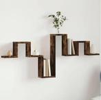 Wandplank Hout Rook Eiken – MDF 104,5 cm met Opbergruimte, Huis en Inrichting, Kasten | Boekenkasten, Verzenden, Nieuw