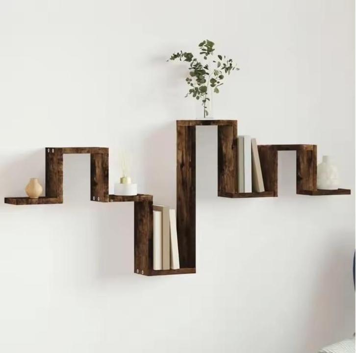 Wandplank Hout Rook Eiken – MDF 104,5 cm met Opbergruimte, Huis en Inrichting, Kasten | Boekenkasten, Nieuw, Verzenden