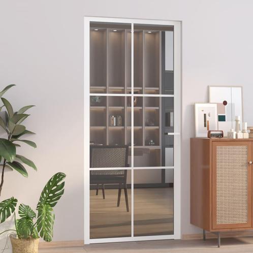 vidaXL Binnendeur 93x201,5 cm ESG-glas en aluminium wit, Doe-het-zelf en Verbouw, Deuren en Horren, Nieuw, Verzenden