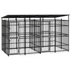vidaXL Hondenkennel met dak 7,37 m² staal, Dieren en Toebehoren, Verzenden, Nieuw