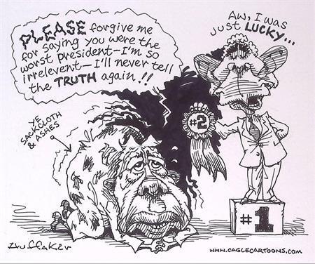 Pentekening Amerika - Carter en Bush (lijst optie), Antiek en Kunst, Kunst | Tekeningen en Foto's, Verzenden