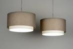 Rietveld Hanglampen - Taupe - Stof, Huis en Inrichting, Lampen | Hanglampen, Verzenden, Nieuw