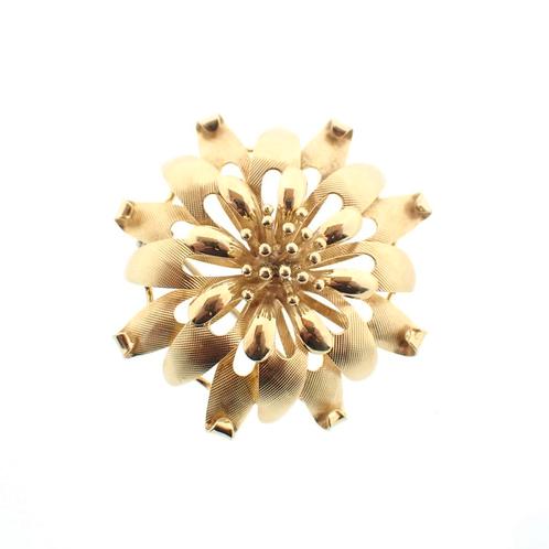 Gouden broche als bloem | Vintage (uniek sieraad), Sieraden, Tassen en Uiterlijk, Broches, Overige kleuren, Gebruikt, Goud, Ophalen of Verzenden