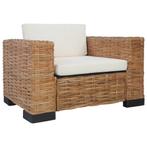 vidaXL Fauteuil met kussens natuurlijk rattan, Huis en Inrichting, Fauteuils, Verzenden, Nieuw