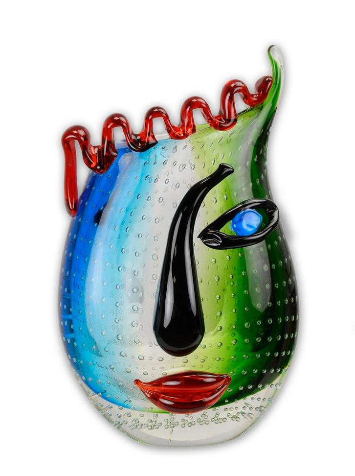 MURANO STIJL ABSTRACTE GLAZEN VAAS MET GEZICHT (Interieur), Antiek en Kunst, Kunst | Beelden en Houtsnijwerken, Verzenden