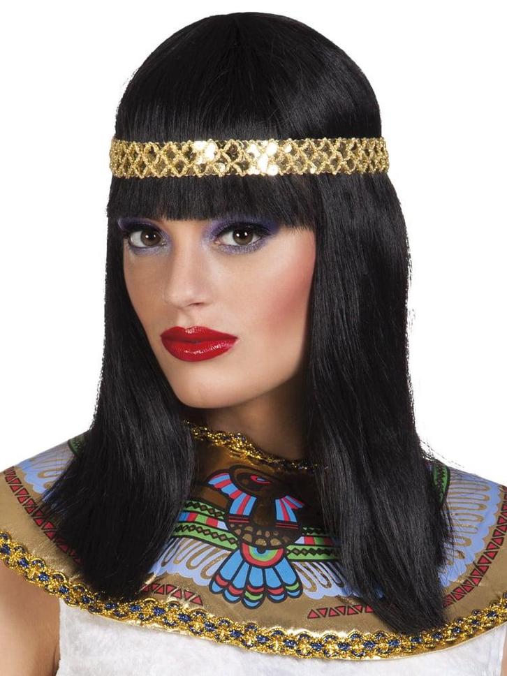Cleopatra Pruik Met Hoofdband Zwart, Kleding | Dames, Carnavalskleding en Feestkleding, Nieuw, Ophalen of Verzenden