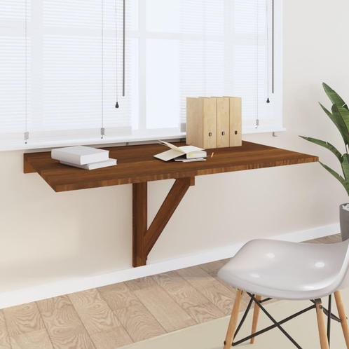 Wandtafel inklapbaar 100x60x56 cm bewerkt hout bruineiken, Huis en Inrichting, Tafels | Eettafels, Verzenden