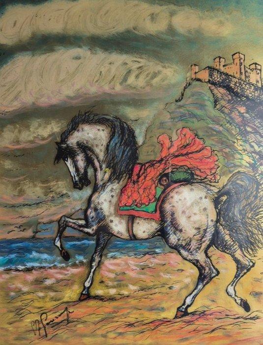 Giovan Francesco Gonzaga (1921-2007) - Destriero in riva al, Antiek en Kunst, Kunst | Schilderijen | Modern