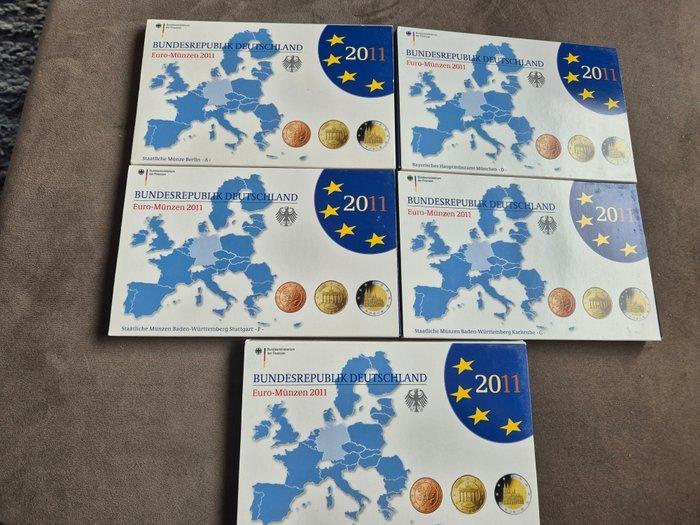 Duitsland. Year Set (BU) 2011 (5 sets) (Zonder Minimumprijs), Postzegels en Munten, Munten | Europa | Euromunten