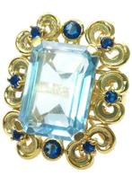 Zonder Minimumprijs - Ring - 9 kt. Geel goud Aquamarijn -, Sieraden, Tassen en Uiterlijk, Ringen, Nieuw
