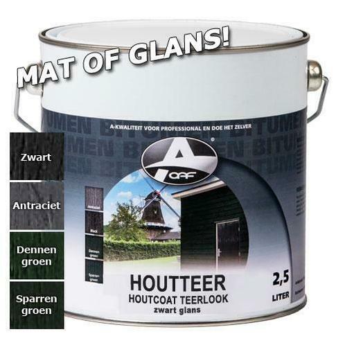 OAF Houtteer (Houtcoat Teerlook) Glans Zwart 60 ltr, Doe-het-zelf en Verbouw, Verf, Beits en Lak, Nieuw, Verzenden