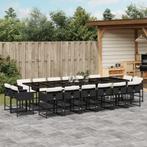 vidaXL 17-delige Tuinset met kussens poly rattan zwart, 6 zitplaatsen, Nieuw, Tuinset, Verzenden