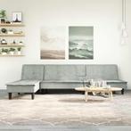 vidaXL Slaapbank L-vormig 255x140x70 cm fluweel lichtgrijs, Huis en Inrichting, Verzenden, Nieuw, Stof, Minder dan 150 cm