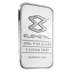 5 Troy Ounce - Zilver - 5 oz Elemetal 999 Fine Silver Bar, Postzegels en Munten, Edelmetalen en Baren