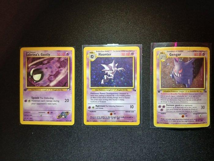 3 Card - Gengar, Haunter, Gastly, - Fossil Holo, First, Hobby en Vrije tijd, Verzamelkaartspellen | Pokémon