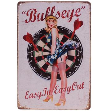 Metalen Plaatje - Bullseye Darts Pin-Up Girl - 20x30cm NIEUW
