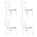 Eetkamerstoelen 4 st massief rubberwood naturel en wit, Huis en Inrichting, Stoelen, Verzenden, Nieuw