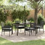 vidaXL 5-delige tuinset met kussens in zwart poly riet, Verzenden, Nieuw, Rotan, Tuinset