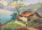 Giuseppe Solenghi (1879-1944) - Paesaggio lacustre con, Antiek en Kunst, Kunst | Schilderijen | Klassiek