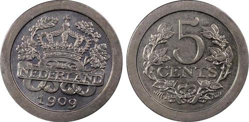 Koningin Wilhelmina 5 cent 1909 MS66 PCGS gecertificeerd, Postzegels en Munten, Munten | Nederland, Losse munt, 5 cent, Koningin Wilhelmina