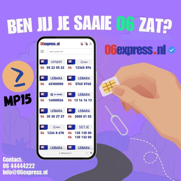 Ben jij je saaie 06 zat? 06express.nl, Telecommunicatie, Prepaidkaarten en Simkaarten, Prepaidkaart, Nieuw, Overige providers