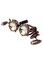 Goggles Steampunk Bril Studs Led Lampjes Koper Montuur Calei, Ophalen of Verzenden, Nieuw, Overige maten, Carnaval