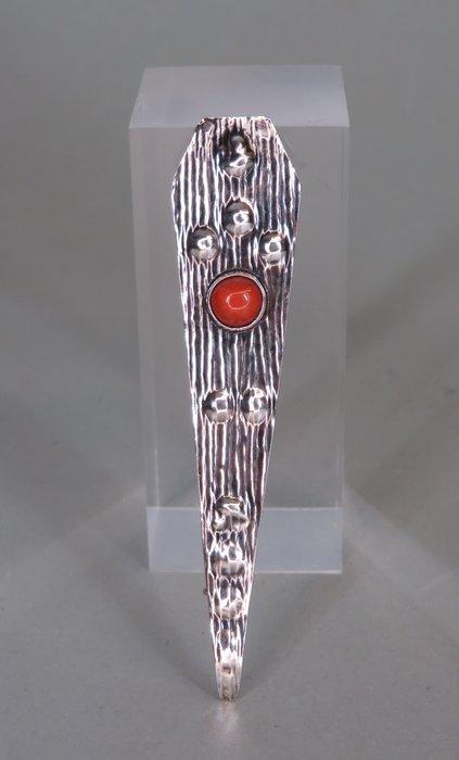 Bloedkoraal - Kometen broche ca. 1935, Amsterdamse school -, Antiek en Kunst, Kunst | Designobjecten