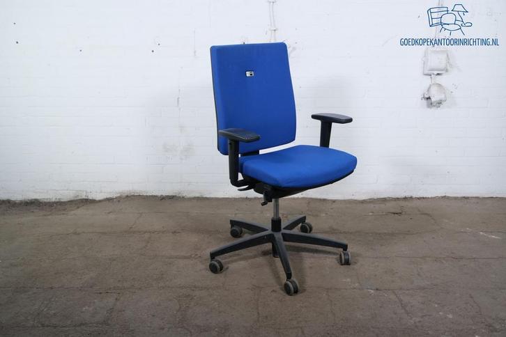 Viasit | Bureaustoel | Tweedehands | Blauw gestoffeerd | 3D, Huis en Inrichting, Bureaus, Gebruikt, Verzenden