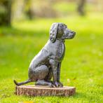 Figuur - Beeld van een teckel in zittende houding - metaal, Antiek en Kunst