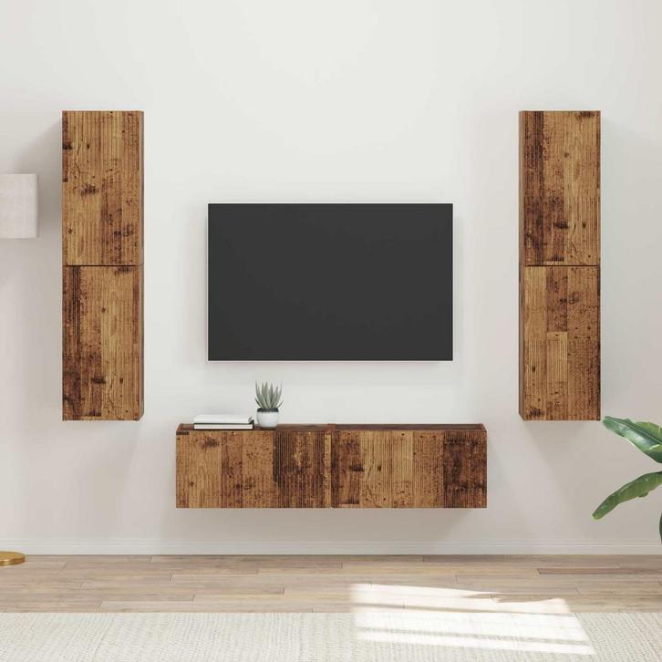 vidaXL Tv-meubelset 6 pcs Oud Hout Bewerkt hout, Huis en Inrichting, Kasten | Televisiemeubels, Nieuw, Minder dan 50 cm, Overige houtsoorten