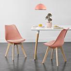 Eetkamerstoel Dubrovnik set van 2 kunstleer en beuken roze, Huis en Inrichting, Stoelen, Verzenden, Nieuw