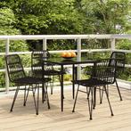 vidaXL 5-delige Tuinset poly rattan zwart, 4 zitplaatsen, Nieuw, Tuinset, Verzenden