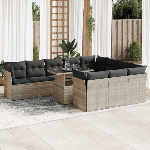vidaXL 11-delige Loungeset met kussens poly rattan, Tuin en Terras, Tuinsets en Loungesets, Loungeset, Nieuw, Rotan, Verzenden