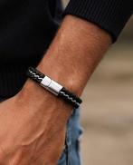 As armband zwart + rvs dames en heren met graveren mogelijk, Nieuw