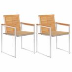 vidaXL Tuinstoelen 2 st met kussens massief teakhout en, Tuin en Terras, Tuinstoelen, Verzenden, Nieuw, Hout