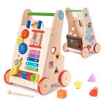 6 in 1 educatieve houten loopwagen - activiteiten, Kinderen en Baby's, Speelgoed | Buiten | Voertuigen en Loopfietsen, Nieuw, Ophalen of Verzenden