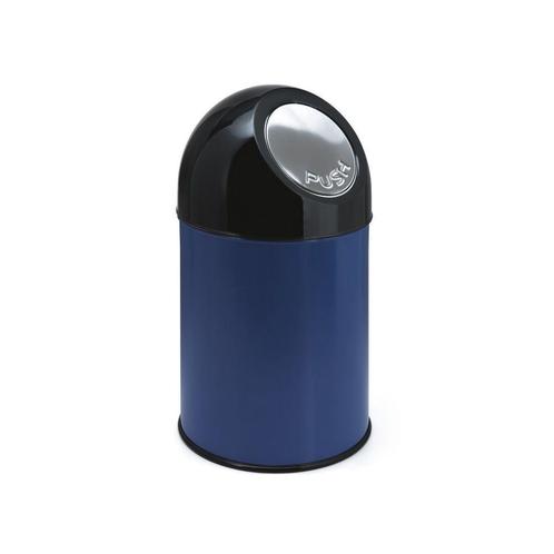 Afvalbak met pushdeksel 30 ltr - blauw/Zwart, Huis en Inrichting, Woonaccessoires | Prullenbakken, Nieuw, Verzenden