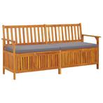 vidaXL Opbergbankje met kussen 170 cm massief acaciahout, Verzenden, Nieuw, Hout