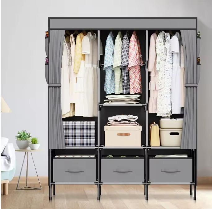 Canvas Garderobekast – Opvouwbare Kledingkast met Planken, Huis en Inrichting, Kasten | Kledingkasten, Nieuw, Verzenden