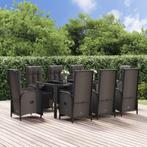 vidaXL 9-delige Tuinset poly rattan zwart, Tuin en Terras, Tuinsets en Loungesets, Verzenden, Nieuw, Rotan, Tuinset
