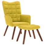 Gele Fluweel Relaxstoel met Voetenbank - tweedekansje, Huis en Inrichting, Stoelen, Ophalen of Verzenden, Nieuw, Overige kleuren