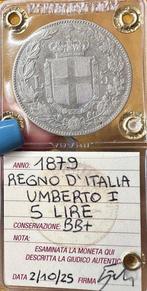 Italië, Koninkrijk Umberto I. 5 Lire 1879 (Zonder