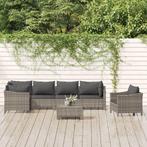 vidaXL 7-delige Loungeset met kussens poly rattan grijs, Verzenden, Nieuw, Rotan, Loungeset