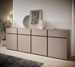 Meubella Dressoir Cainan beige zwart 225 cm, Nieuw, 25 tot 50 cm, Modern, Verzenden